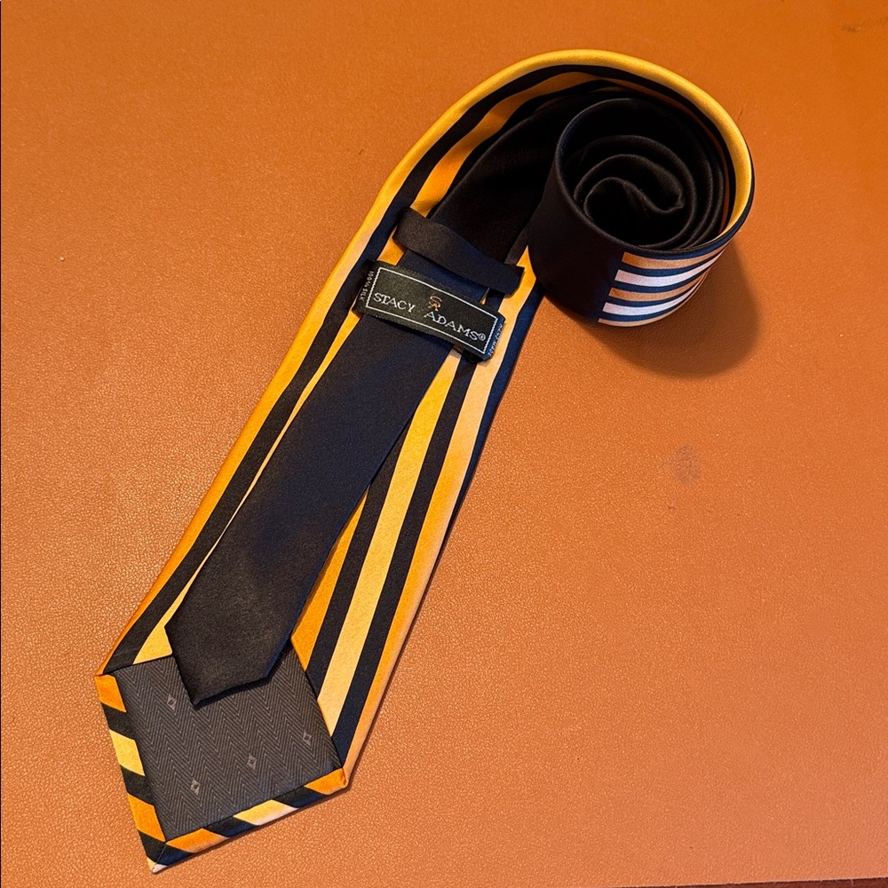 Stacy Adams Orange and Black Silk Tie - Picture 2 of 11